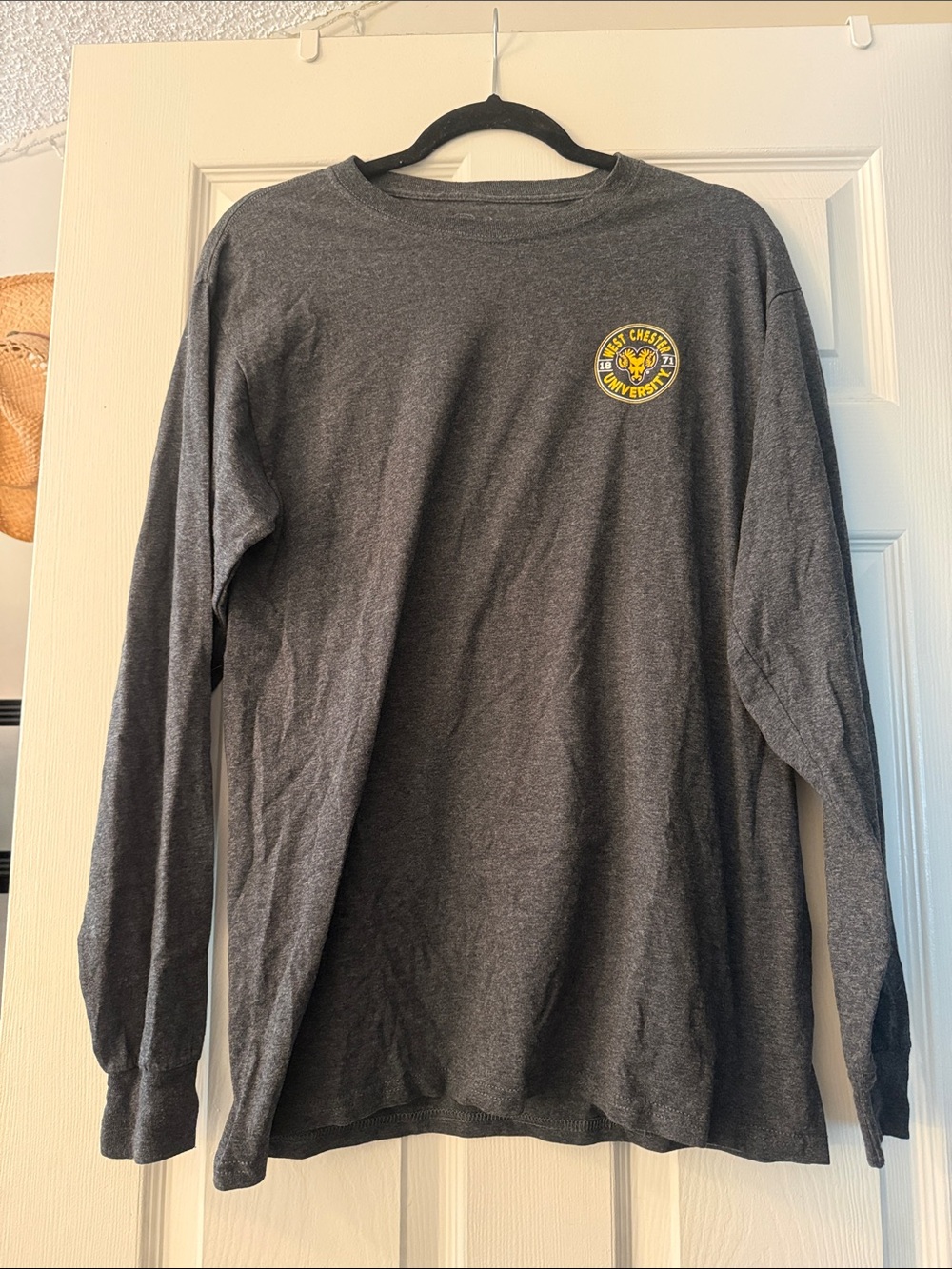 West Chester University Charcoal Gray Long Sleeve Tee with Yellow Crest